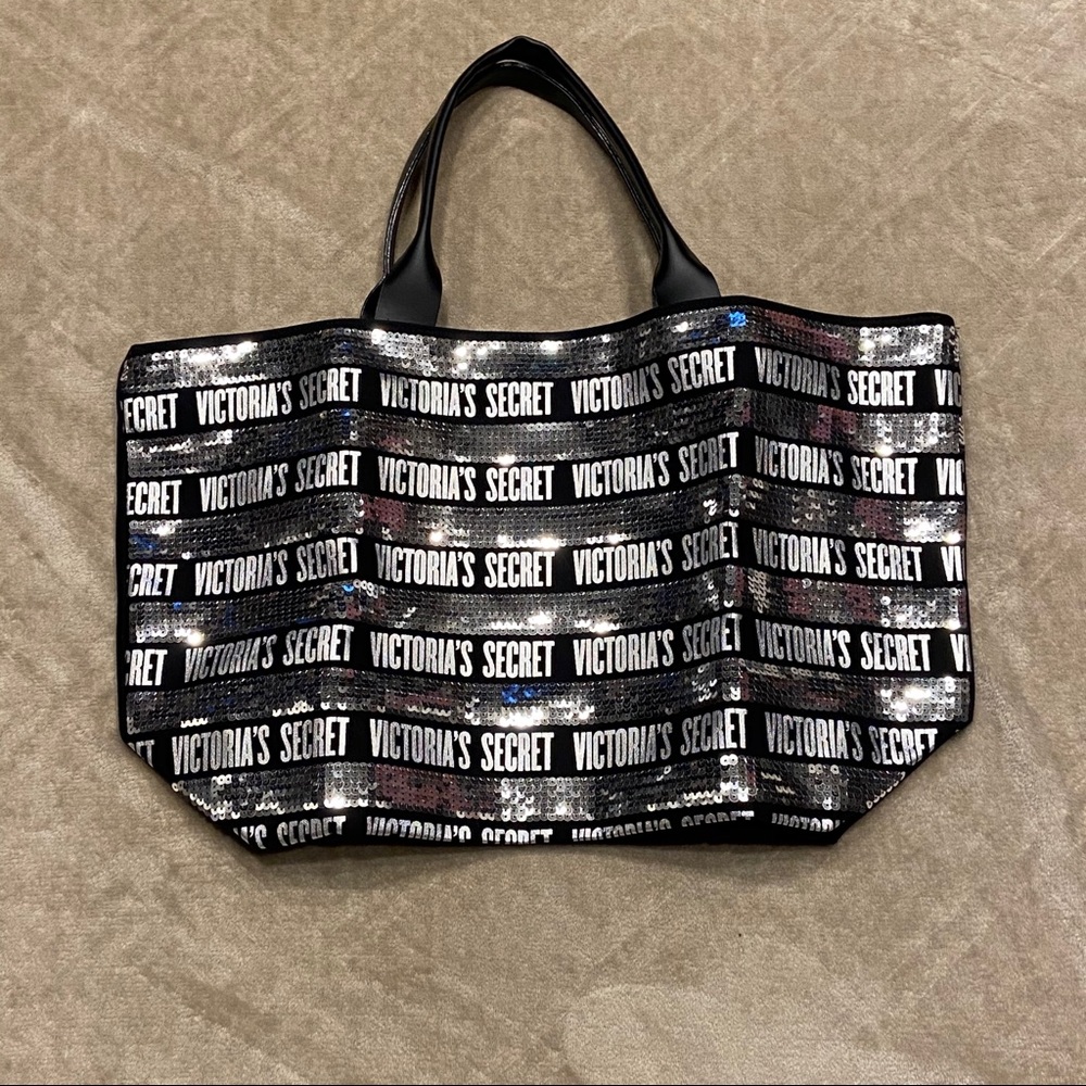 Victoria Secret Large Silver Sequin tote. NWOT